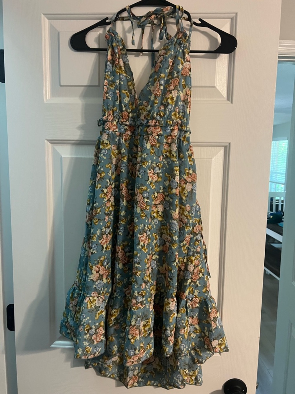 Women’s Blue Floral Halter Sundress